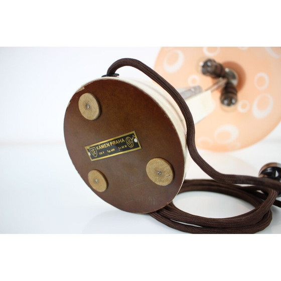 Image 1 of Vintage metalen en glazen tafellamp van Kámen, Tsjecho-Slowakije 1950