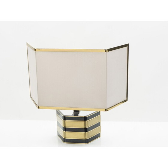 Image 1 of Vintage italiaanse zwarte lamp van Rega in messing 1970