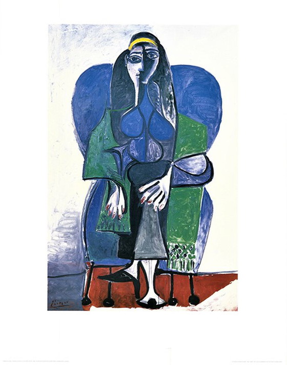 Image 1 of Pablo Picasso Kleurenoffset     Femme Assise     uit 1960