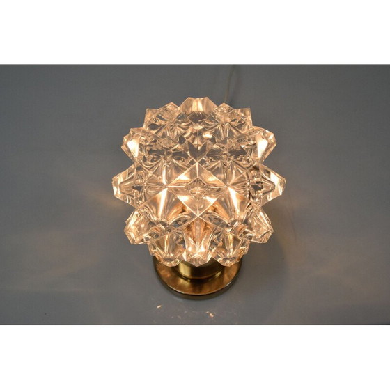 Image 1 of Vintage glazen en koperen tafellamp van Kamenicky Senov, Tsjecho-Slowakije 1960