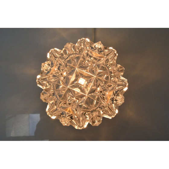 Image 1 of Vintage glazen en koperen tafellamp van Kamenicky Senov, Tsjecho-Slowakije 1960