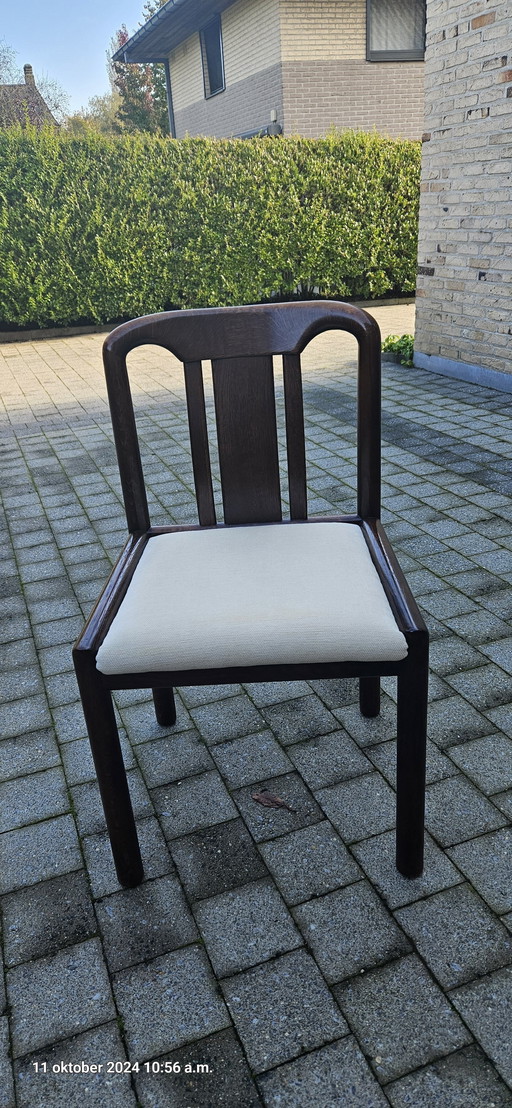 6 Donker Eiken Eetkamerstoelen van Lübke