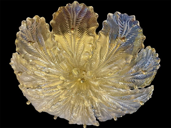 Image 1 of Barovier & Toso Plafondlamp Goud Glas Murano, Italië, 1980