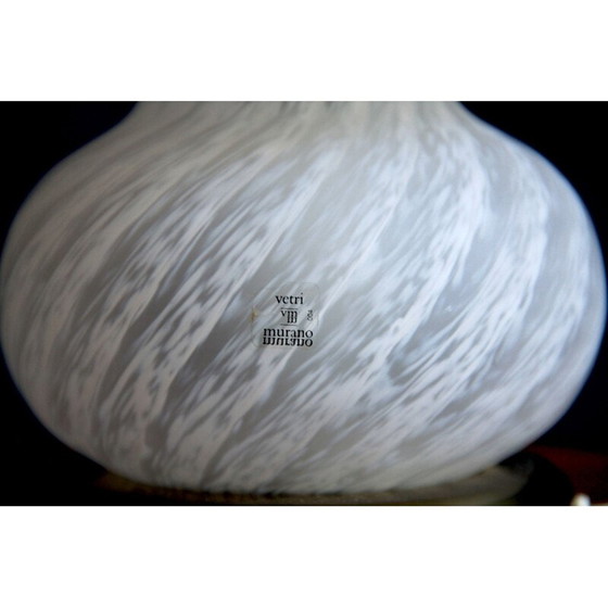 Image 1 of Vintage Bianca Swirl Murano Paddestoel Lamp van Murano Vetri Italië 1970