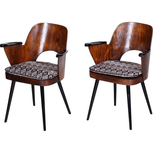 Paar vintage fauteuils van Oswald Heardtl, Tsjechië 1950