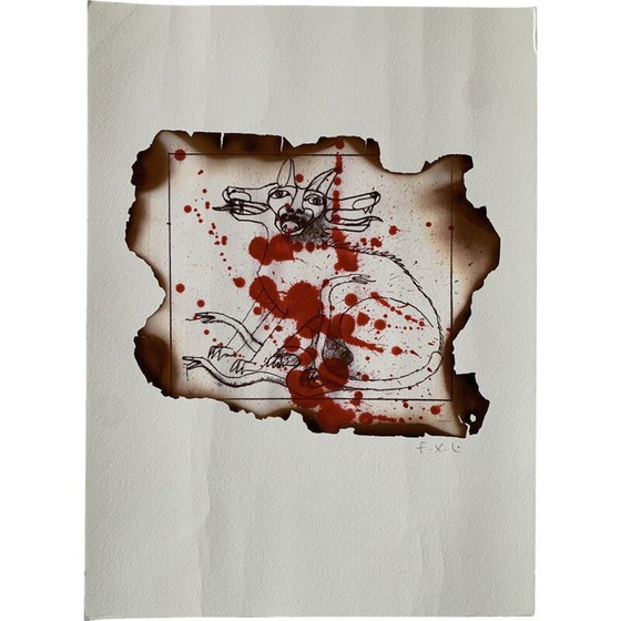 Image 1 of Vintage schilderij cerberus door François-Xavier Lalanne, 2005