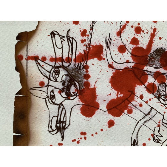 Image 1 of Vintage schilderij cerberus door François-Xavier Lalanne, 2005