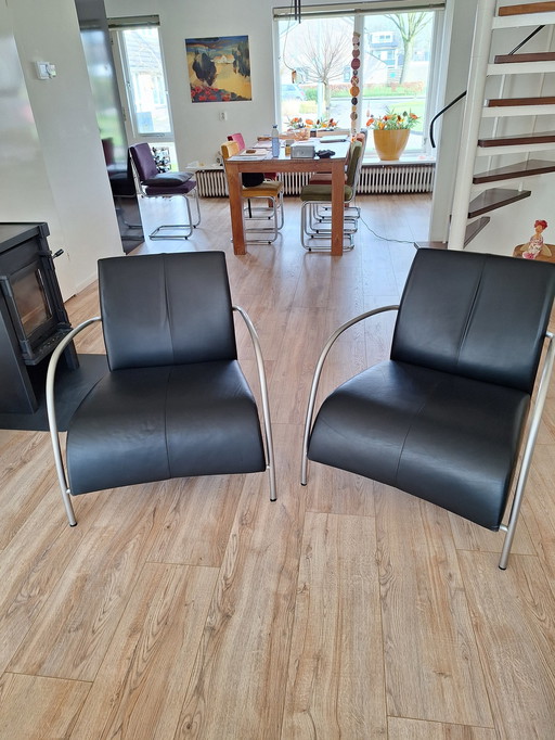 2x Montis Lomas fauteuilszwart leer