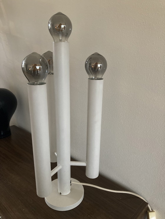 Image 1 of Mid-Century Zwitsers Design Tafellamp Temde ‘60 Wit Vintage 