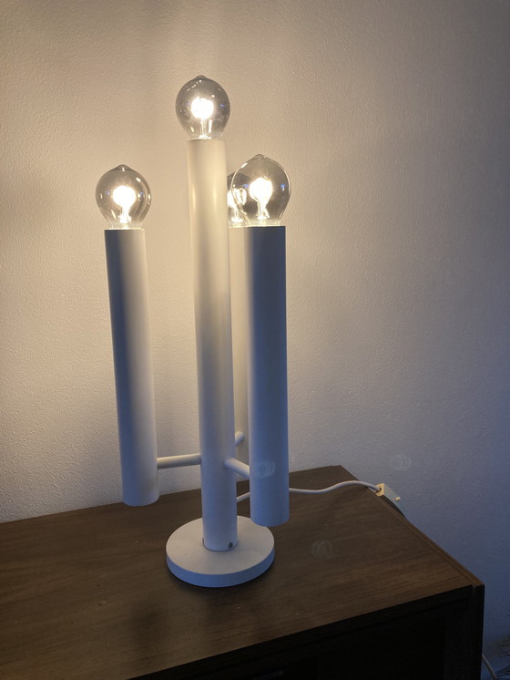 Image 1 of Mid-Century Zwitsers Design Tafellamp Temde ‘60 Wit Vintage 