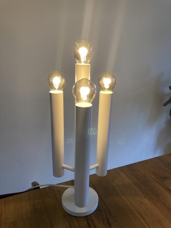 Image 1 of Mid-Century Zwitsers Design Tafellamp Temde ‘60 Wit Vintage 