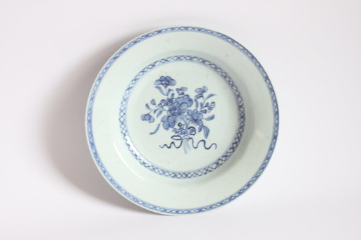 Qianlong onderglazuur blauw porseleinen bord, 18e eeuw