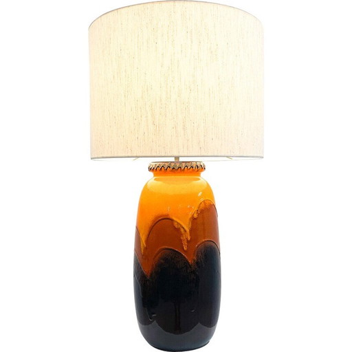 Mid Century oranje keramische tafellamp, Duitsland 1970