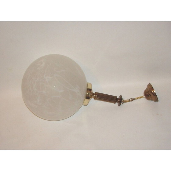 Image 1 of Vintage hanglamp van messing en glas, 1960