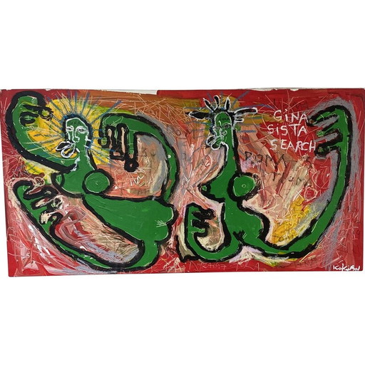 Vintage schilderij "Gina en Loma" door Kokian