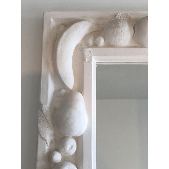 Image 1 of Vintage decoratieve gipsen spiegel met fruitdecoraties, Frankrijk 1970