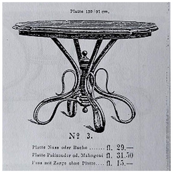 Image 1 of Vintage gebogen beukenhouten eettafel, 1890