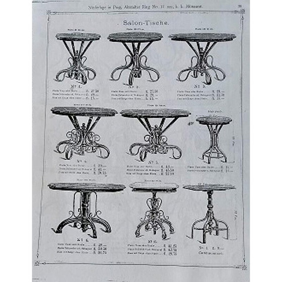 Image 1 of Vintage gebogen beukenhouten eettafel, 1890