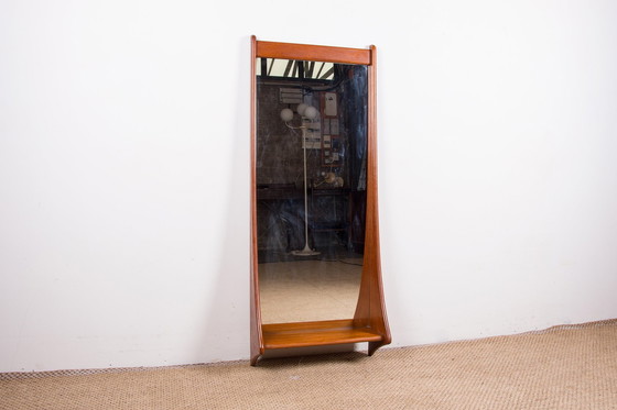 Image 1 of Grote Deense Teakhouten Wandspiegel van Pedersen & Hansen 1960.