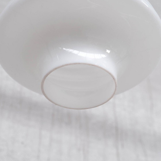 Image 1 of Vintage opaline en messing Franse hanglamp, jaren 1930