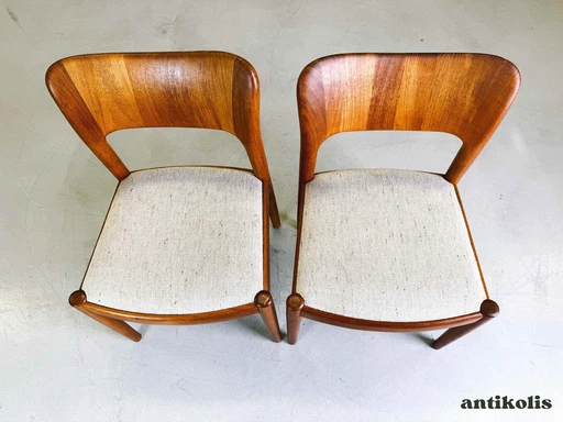 Set van 2 Niels Koefoed Mid Century Ole stoelen Koefoeds Hornslet Teakhout