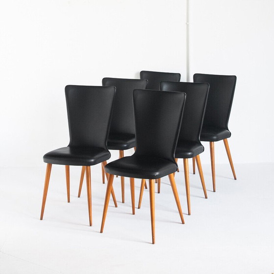 Image 1 of Set van 6 vintage stoelen, Frankrijk 1960