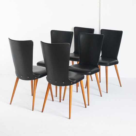 Image 1 of Set van 6 vintage stoelen, Frankrijk 1960