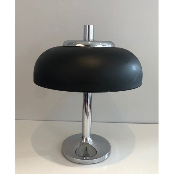 Image 1 of Vintage lamp in chroom en zwart gelakt metaal, 1950