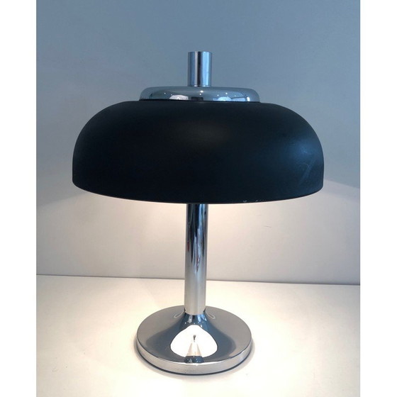 Image 1 of Vintage lamp in chroom en zwart gelakt metaal, 1950