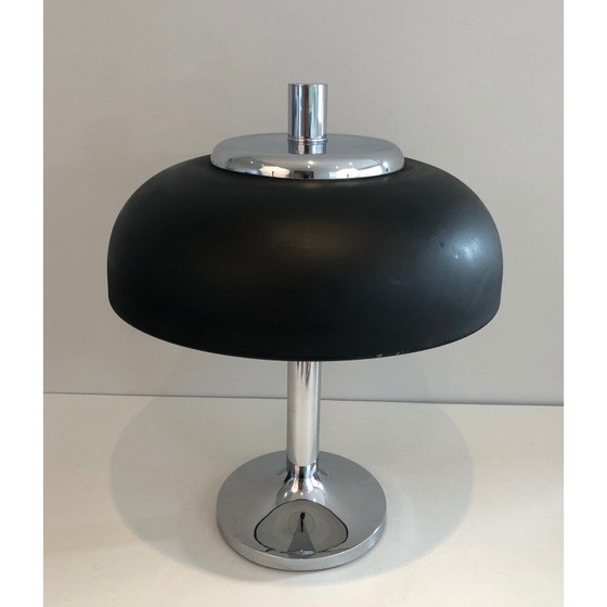 Image 1 of Vintage lamp in chroom en zwart gelakt metaal, 1950