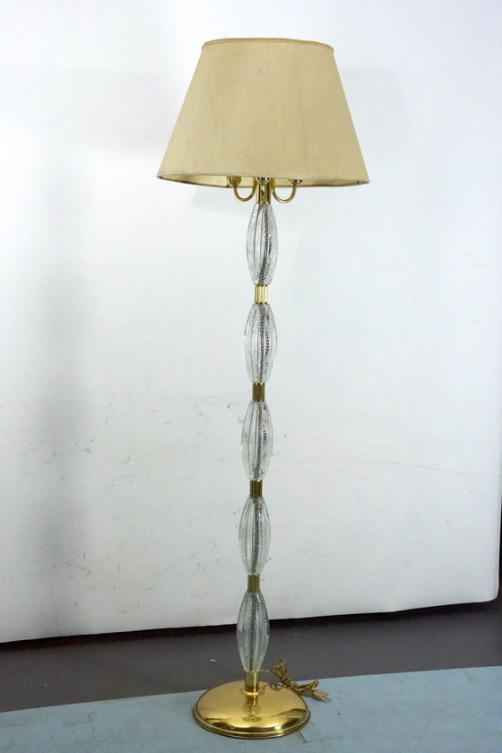 Image 1 of Ercole Barovier, Zeldzame Bullicante Vloerlamp van Murano glas en messing. Italië 1940S