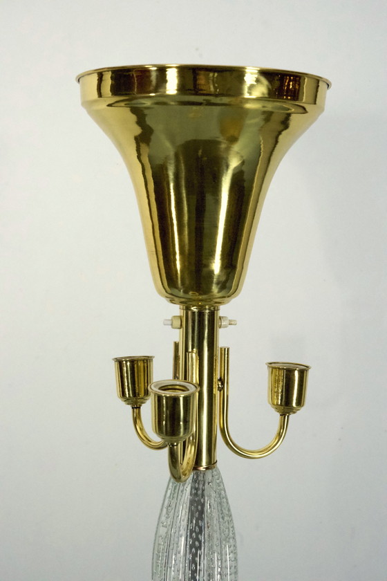 Image 1 of Ercole Barovier, Zeldzame Bullicante Vloerlamp van Murano glas en messing. Italië 1940S
