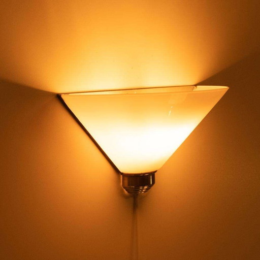 Vintage messing & melkglas wandlamp, 50s glass wall lamp