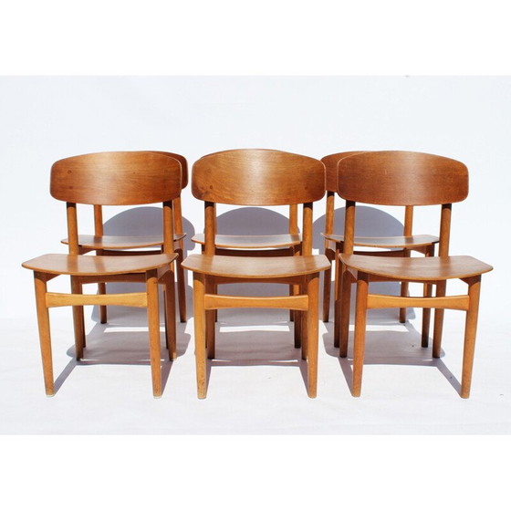 Image 1 of Set van 6 vintage eetkamerstoelen in teakhout van Borge Mogensen 1960