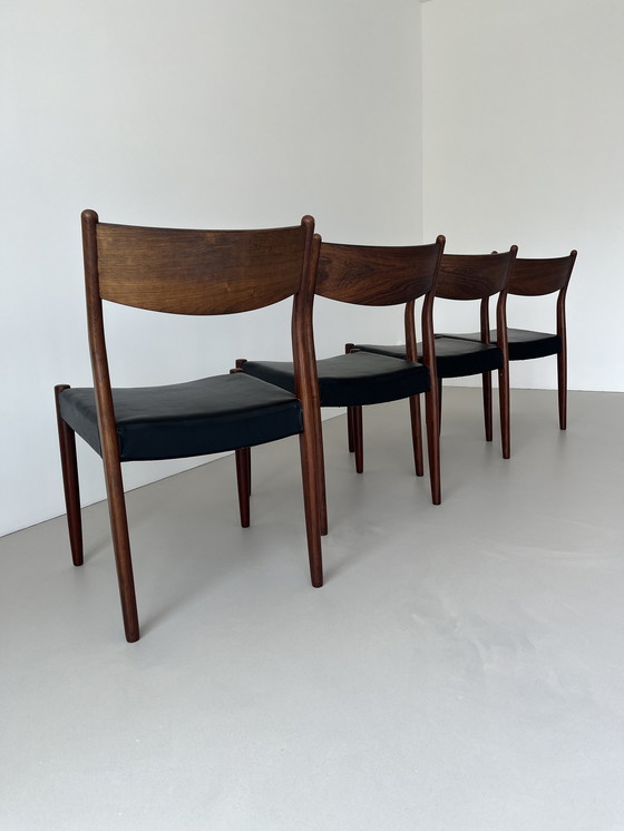 Image 1 of 4x Vintage palissander  stoelen jaren 70