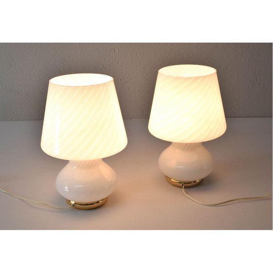 Image 1 of Paar mid century Murano glazen tafellampen voor Vetri, Italië 1960
