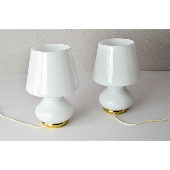 Image 1 of Paar mid century Murano glazen tafellampen voor Vetri, Italië 1960