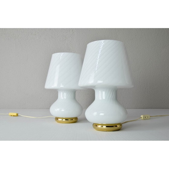 Image 1 of Paar mid century Murano glazen tafellampen voor Vetri, Italië 1960