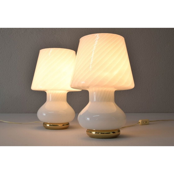 Image 1 of Paar mid century Murano glazen tafellampen voor Vetri, Italië 1960