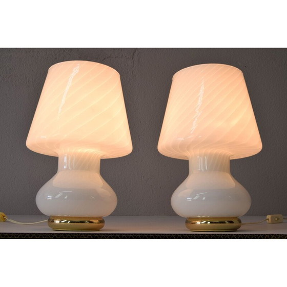 Image 1 of Paar mid century Murano glazen tafellampen voor Vetri, Italië 1960
