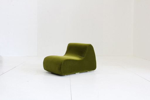 Vintage groen velours fauteuil Italië , 1970s