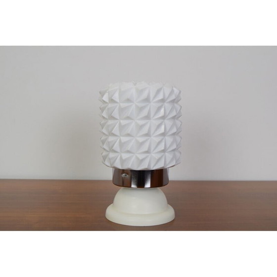 Image 1 of Vintage melkglas tafellamp van Jilove u Decina, Tsjecho-Slowakije 1960