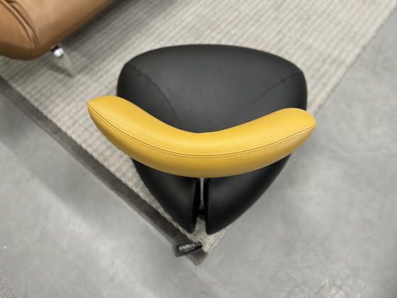 Image 1 of Leolux Pallone Fauteuil Zwart & Amber leer