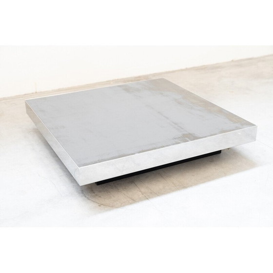 Image 1 of Vintage roestvrijstalen en glazen salontafel voor Giovanni Ausenda, Italië 1970