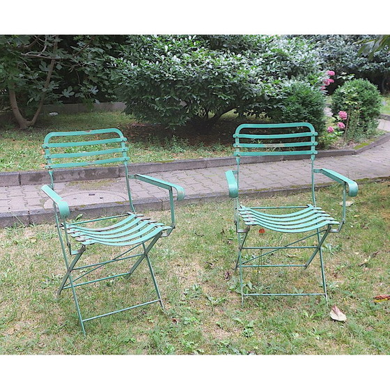 Image 1 of Paar oude ijzeren tuinstoelen, 1920