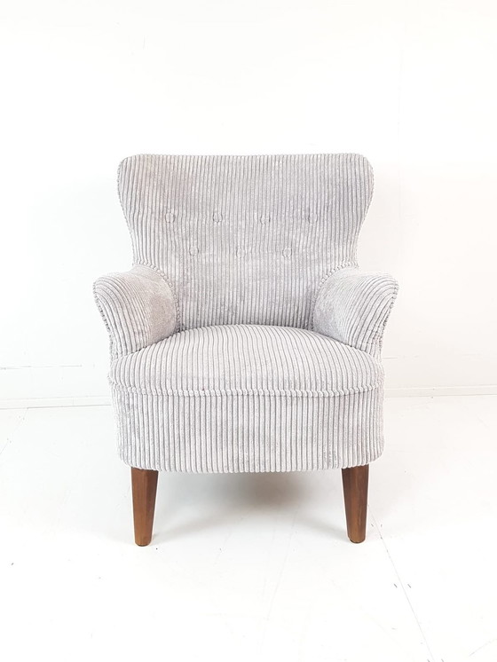 Image 1 of Vintage Artifort Theo Ruth Fauteuil Licht Grijze Rib Dames
