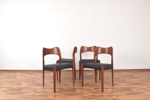 Mid Century Teakhouten Eetkamerstoelen Door Arne Hovmand-Olsen Voor Mogens Kold, 1960S, Set Van 4