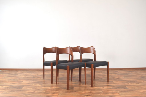 Mid Century Teakhouten Eetkamerstoelen Door Arne Hovmand-Olsen Voor Mogens Kold, 1960S, Set Van 4