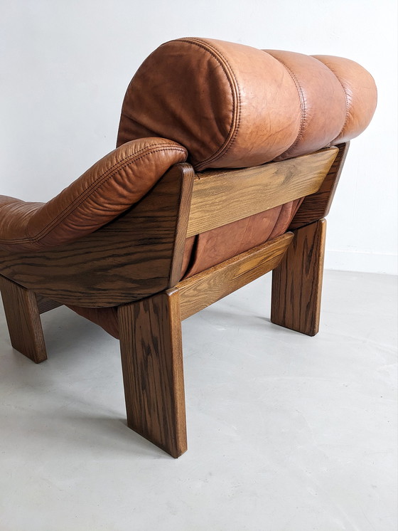 Image 1 of Brutalist Fauteuil in Eik & Leder