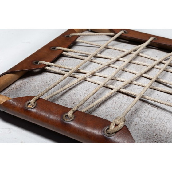 Image 1 of Set van 3 vintage cognac stoelen en kruk, Frankrijk 1950